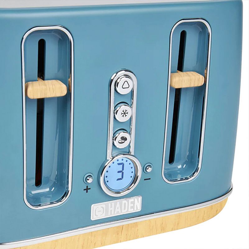 Haden Dorchester 4 Slice Wide Slot Retro Toaster with Control Knob， Stone Blue