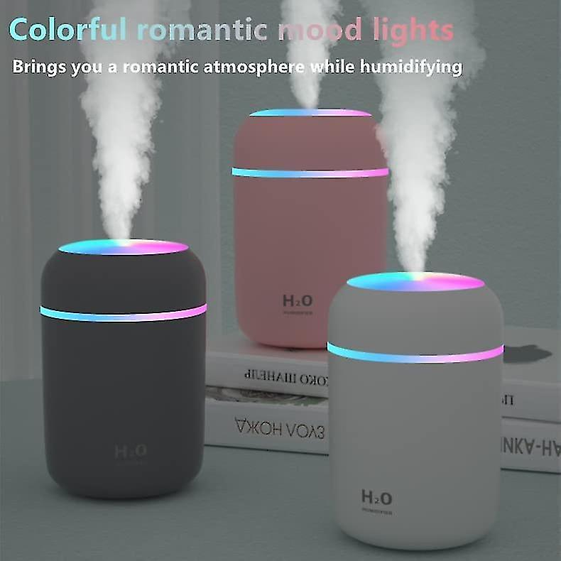 Colorful Mini Cute Humidifier Usb 300ml Portable With 7 Colors 2 Mist Modes Ultra Quiet Suitable For Home Car Bedroom Office And Travel (gray)