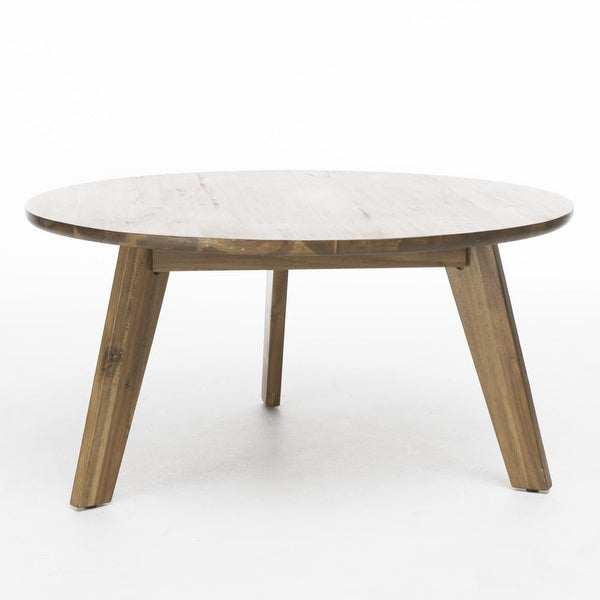 Albin Modern Acacia Wood Round Coffee Table， Natural