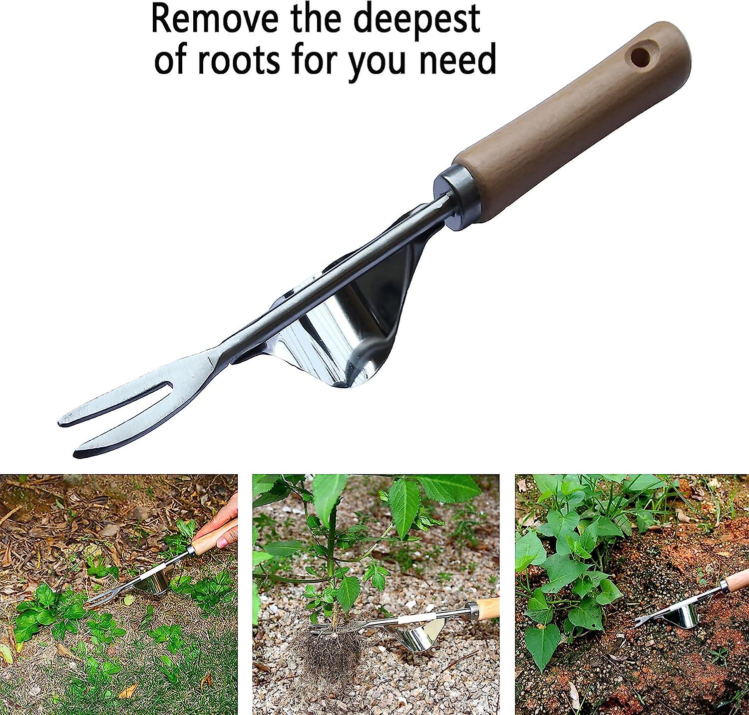 Hand Weeding Tool Garden Weed Puller - Stainless Leverage Base Creates Perfect Angle - Easy Weed Removal And Deeper Digging - V-shaped Incision Manual