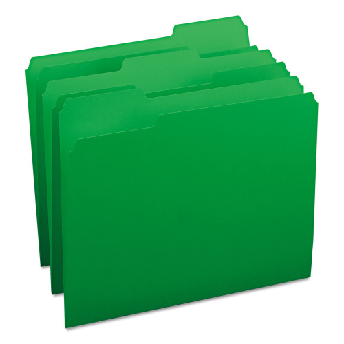 Smead Colored File Folders， 1/3-Cut Tabs， Letter Size， Green， 100/Box (12143)