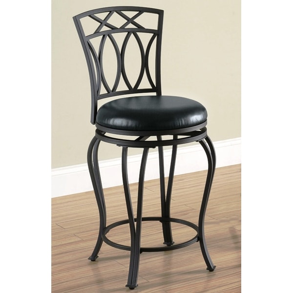 Timeless Design Metal Frame Black Upholstered Swivel Counter Height Dining Stool