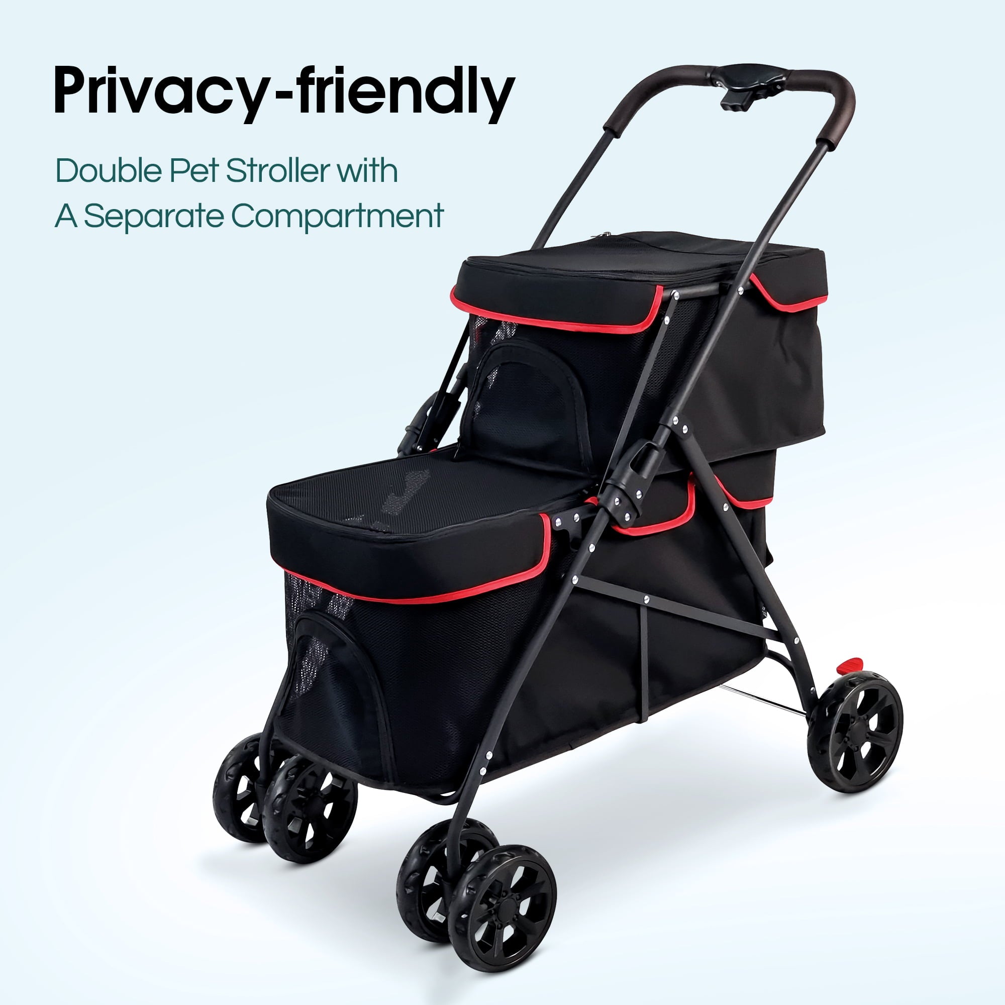 Double Decker Pet Stroller Foldable Jogger Stroller for Two Puppy  Dogs Cats