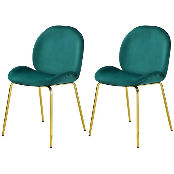 Set of 2 Velvet Accent Chairs with Gold Metal Legs - 19