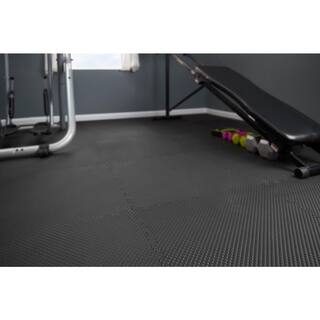 TrafficMaster BlackGray 24 in. x 24 in. x 0.47 in. Foam Dual Sided Gym Floor Tiles (4 TilesPack (16 sq. ft.) 24120HDUS