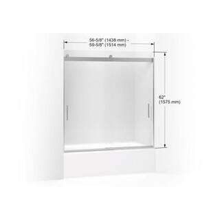 KOHLER Levity 59 in. W x 62 in. H emi-Frameless Sliding Tub Door in Nickel with Blade Handles K-706000-D3-MX