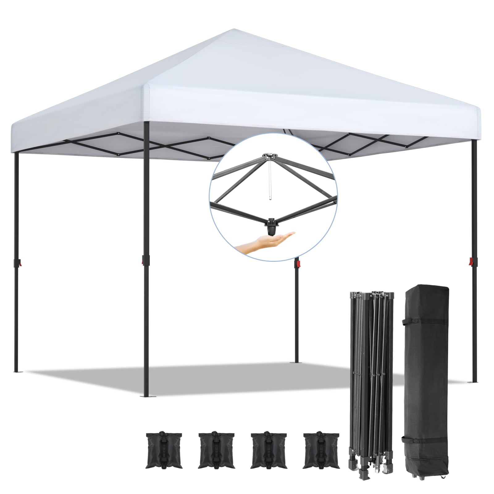 HEMBOR 10 x 10ft Outdoor Pop up Canopy Tent W/ 1-Button Push