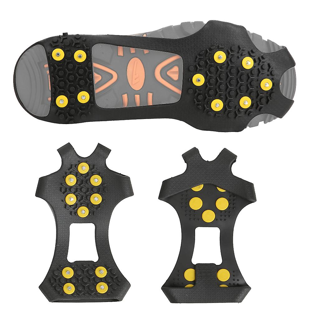 A Pair 10 Teeth Anti Skid Ice Cleat Shoe Cover Grips Spikes Climbing Crampons For Outdoor Hiking Climbing(s: 30-35 )