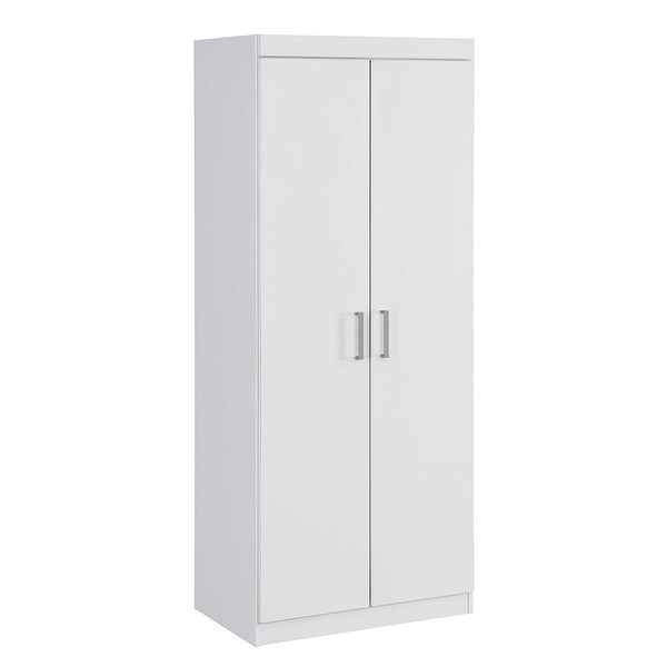 2-Door Storage Cabinet with Adjustable Shelf， Modern Simple Style Armoire Clothes Closet for Bedroom， Easy Assemble - - 37928475