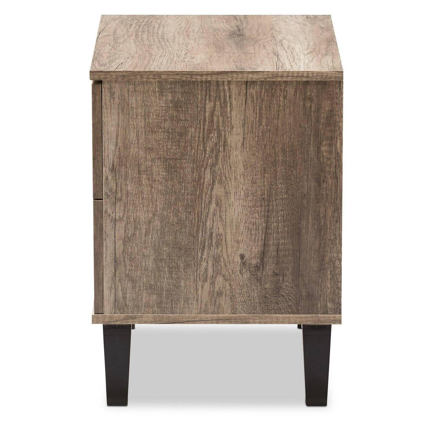 Baxton Studio Swanson Light Brown Wood 2-Drawer Nightstand