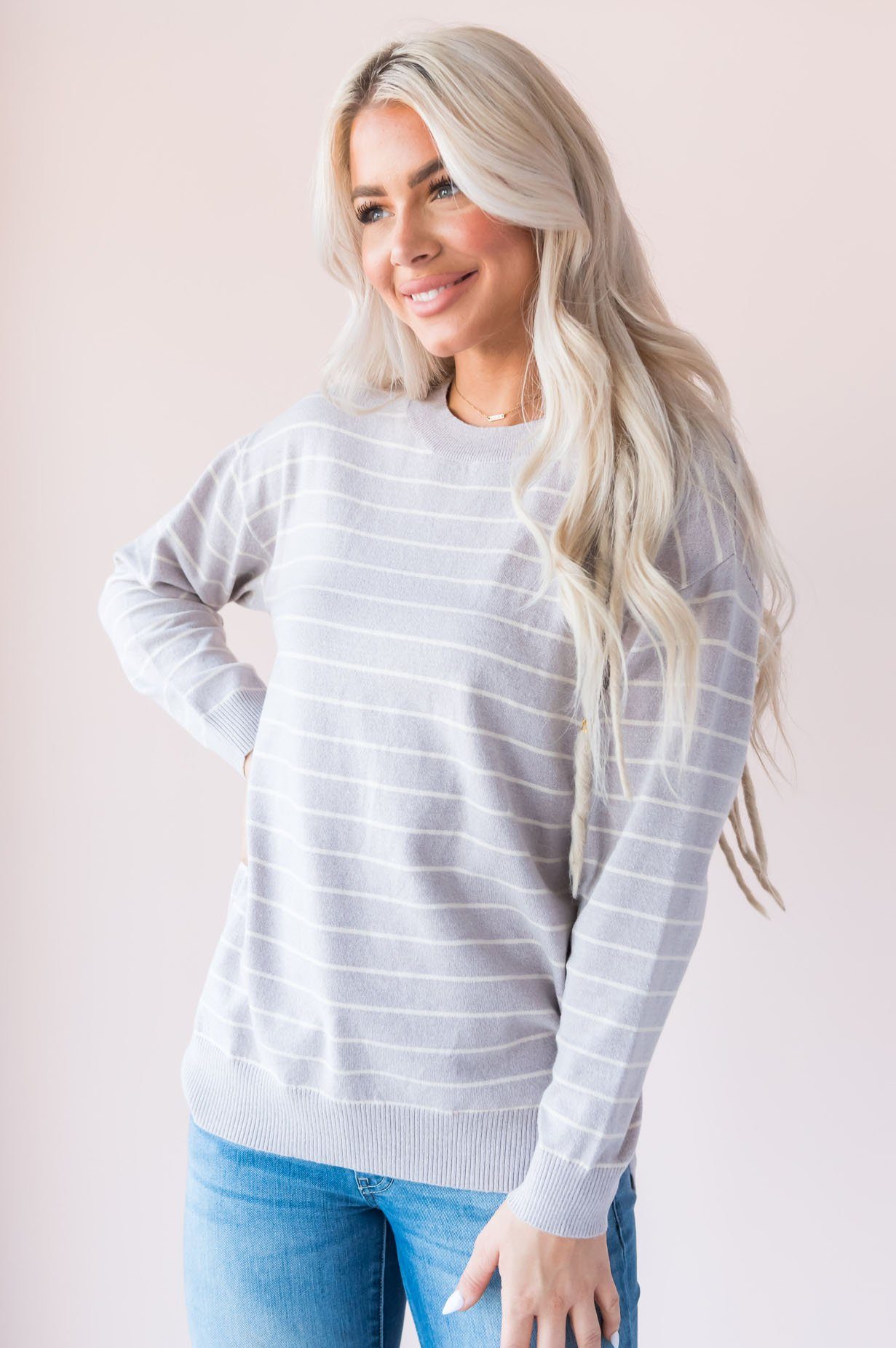 Striped Staple Modest Sweater