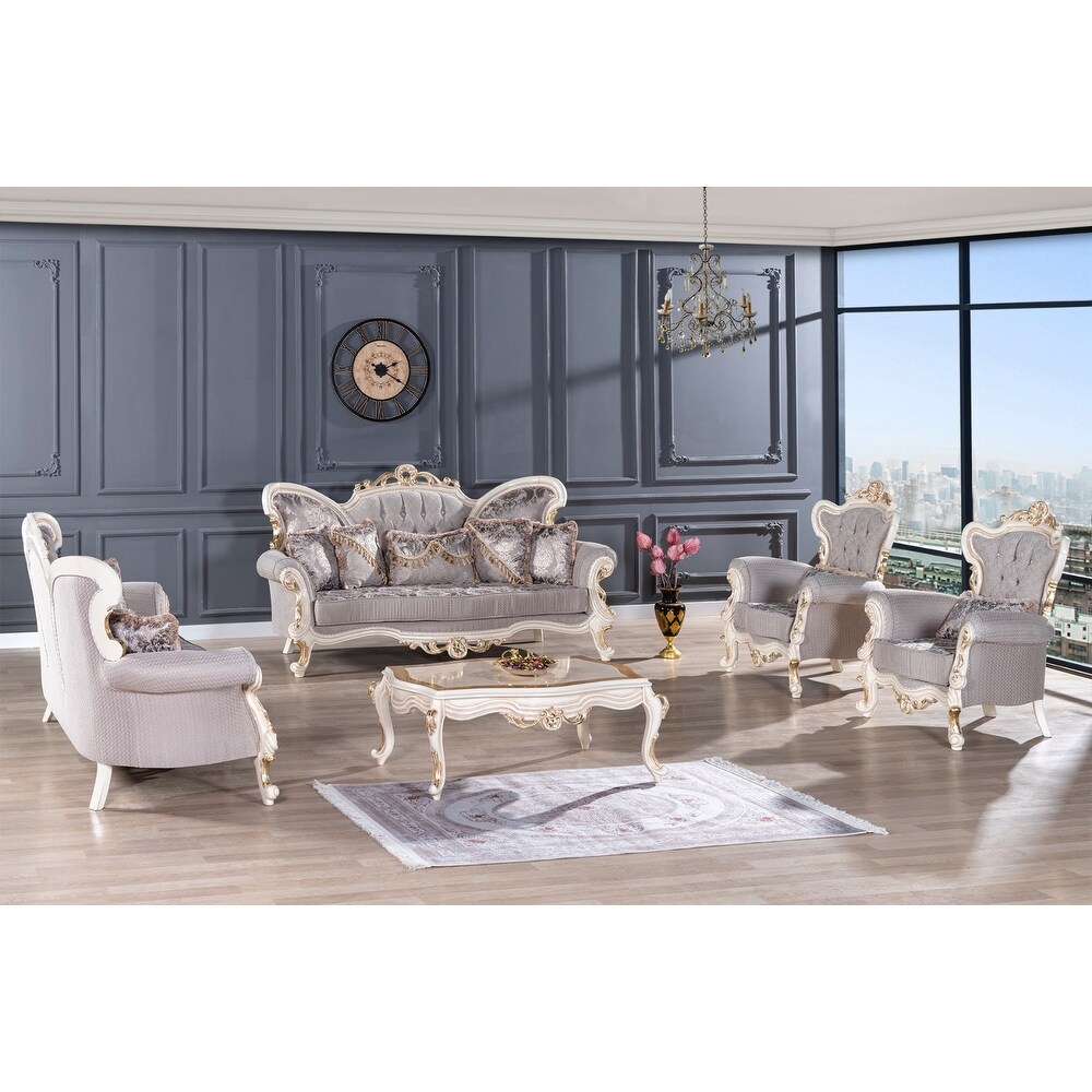 Ding 4 Piece 2 Sofas And 2 Chairs Living Room Set