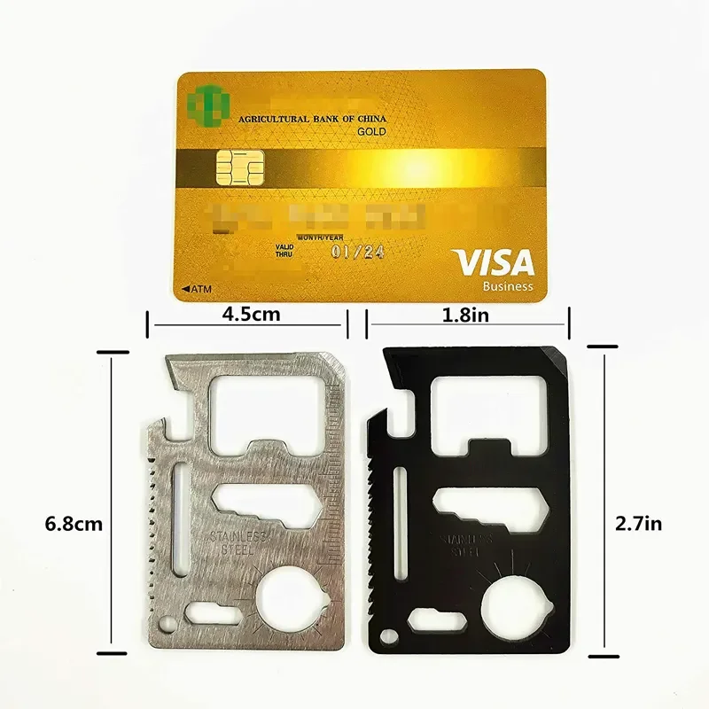 Survival Card Outdoor Custom 11 in 1 Pocket Stainless Steel Survival Credit Card Beer Opener Survival Card Multi Functional Tool