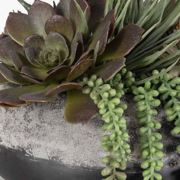 Artificial Succulent Centerpiece in a Planter Pot 15 Green Burgundy