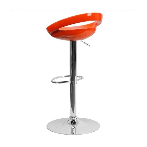 Contemporary Plastic Adjustable Height Bar Stool With Chrome Base