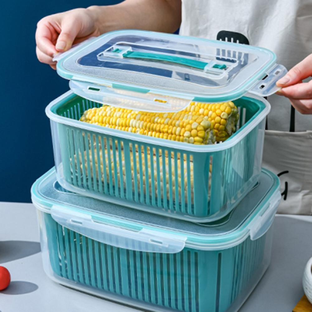 5Pcs Fruit Vegetable Storage Containers for Fridge Produce Saver Containers with Lid Colander Refrigerator Organizer Bins Produce Keepers