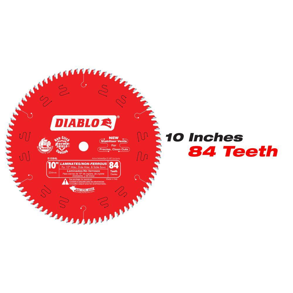 DIABLO 10 in. x 84-Tooth and 12 in. x 96-Tooth LaminateAluminumPlastics Circular Saw Blades (2-Blades) D10841296L2GS