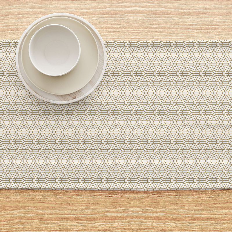 Table Runner， 100% Polyester， 12x72， Geometric Golden Design