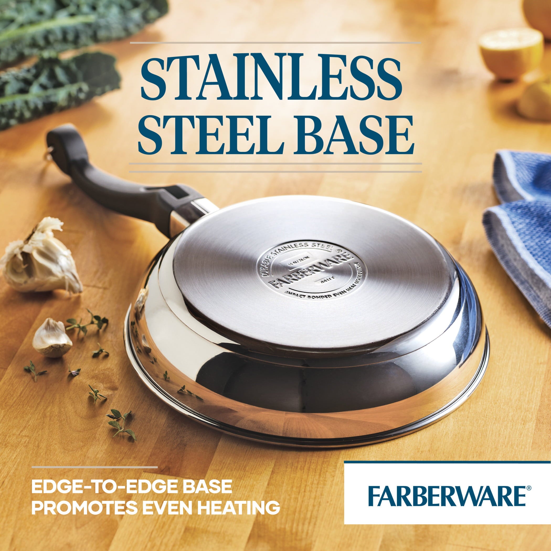 Farberware Classic Traditions Stainless Steel Cookware Set with Ceramic Frypans, 12-Piece Set