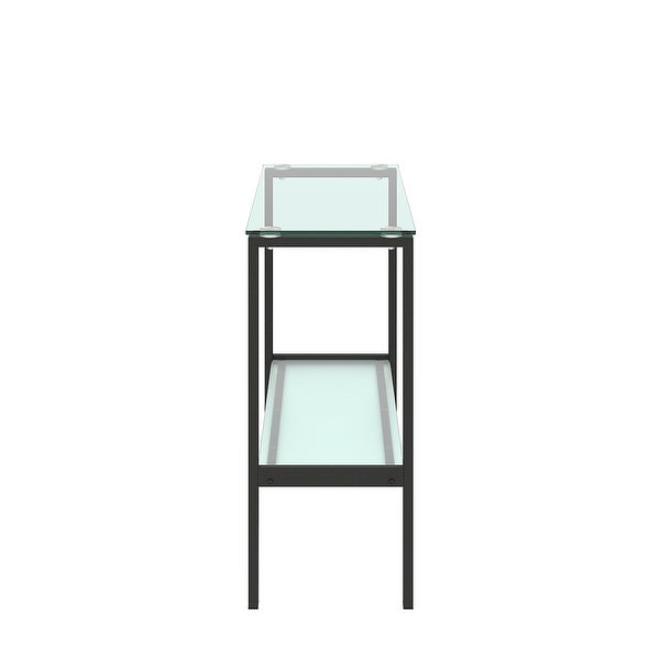 Modern Rectangular Glass Console Table With Two shelves