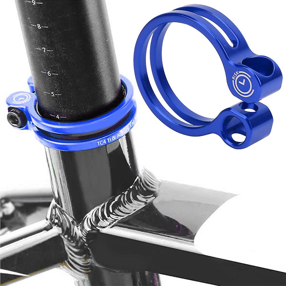 Aluminum Titanium Alloy Bike Lock Seat Clamp With Screw Nut For Mountain Road Bicycle34.9mm Blue