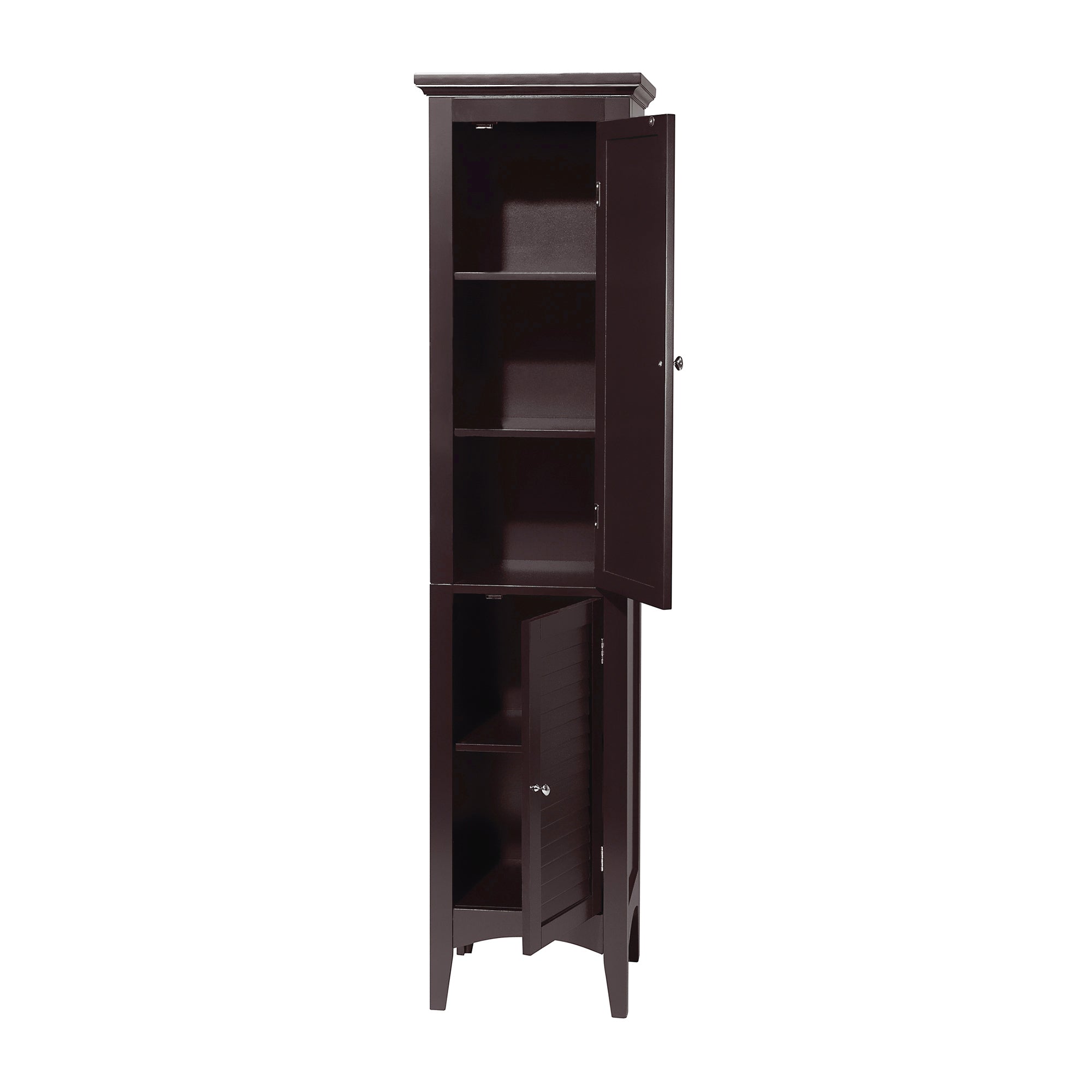 Teamson Home Glancy Wooden Tall Tower Cabinet with Storage with 5 Tier Shelves, Dark Brown