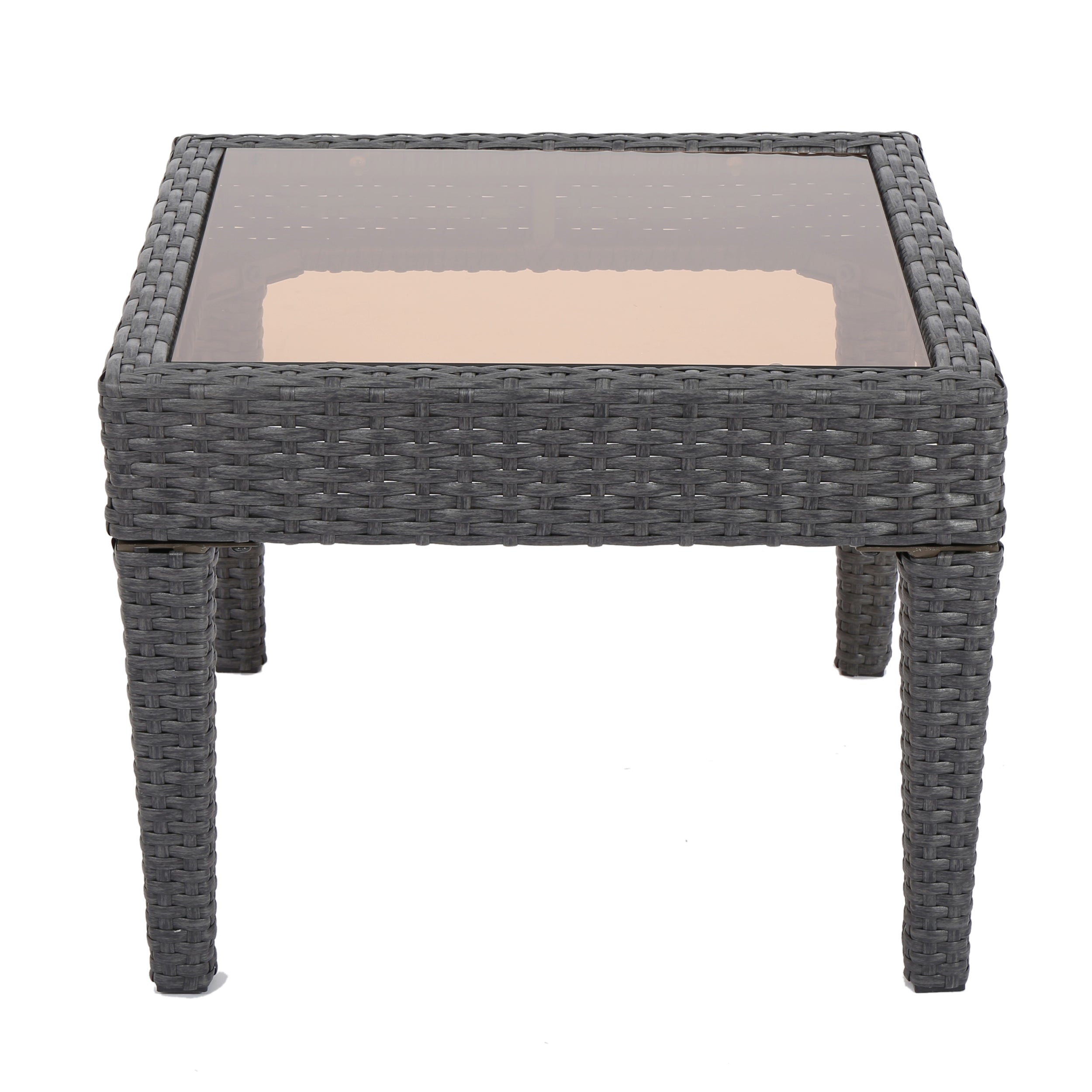 Jermaine Outdoor Grey Wicker Side Table