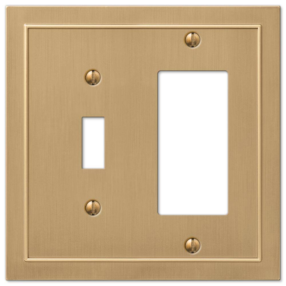 AMERELLE Bethany 2 Gang 1-Toggle and 1-Rocker Metal Wall Plate - Brushed Bronze 57TRBZ