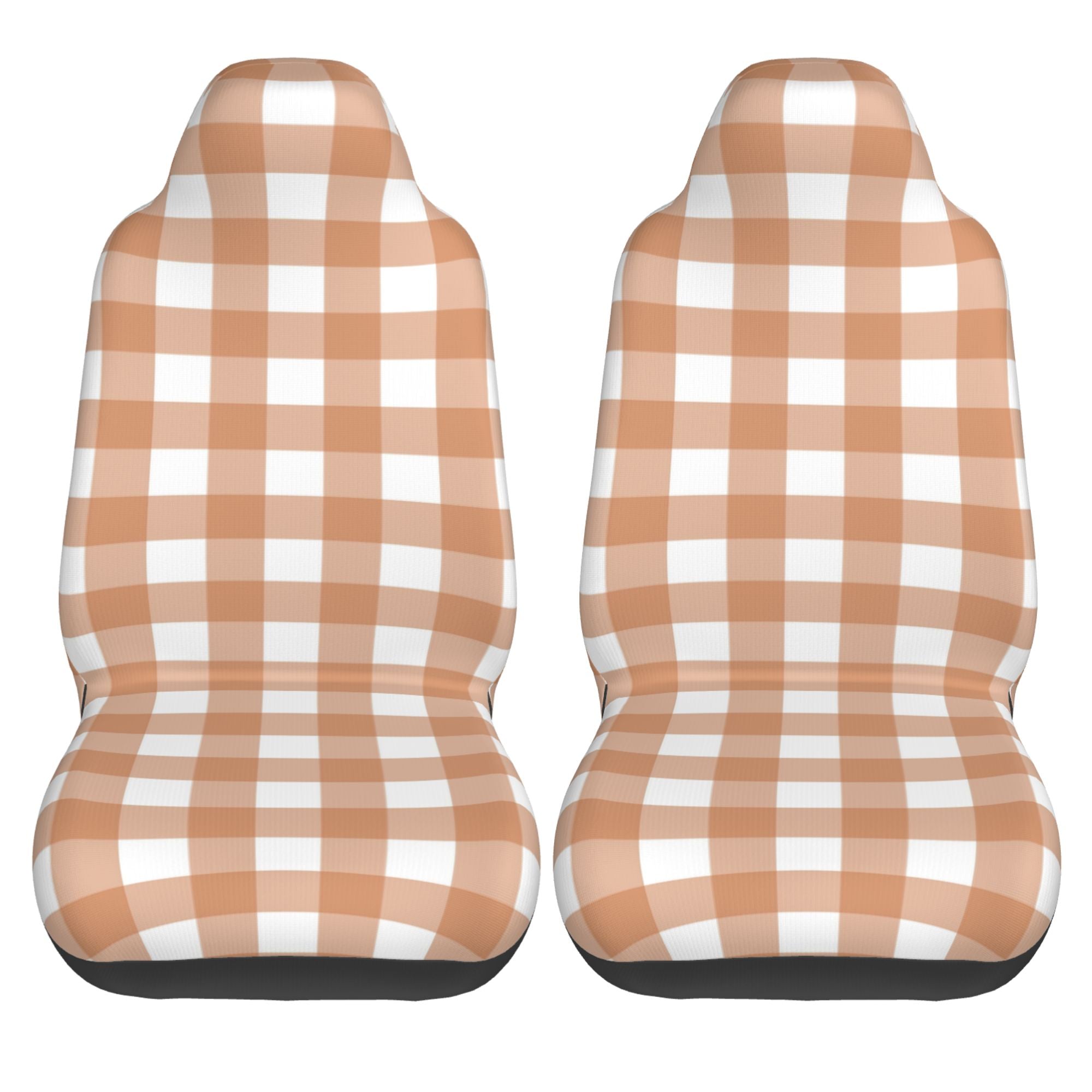 ZICANCN Car Seat Cover Brown Gingham Print Car Front Seat Covers Protectors ， Automotive Seat Covers for Cars Trucks Suv