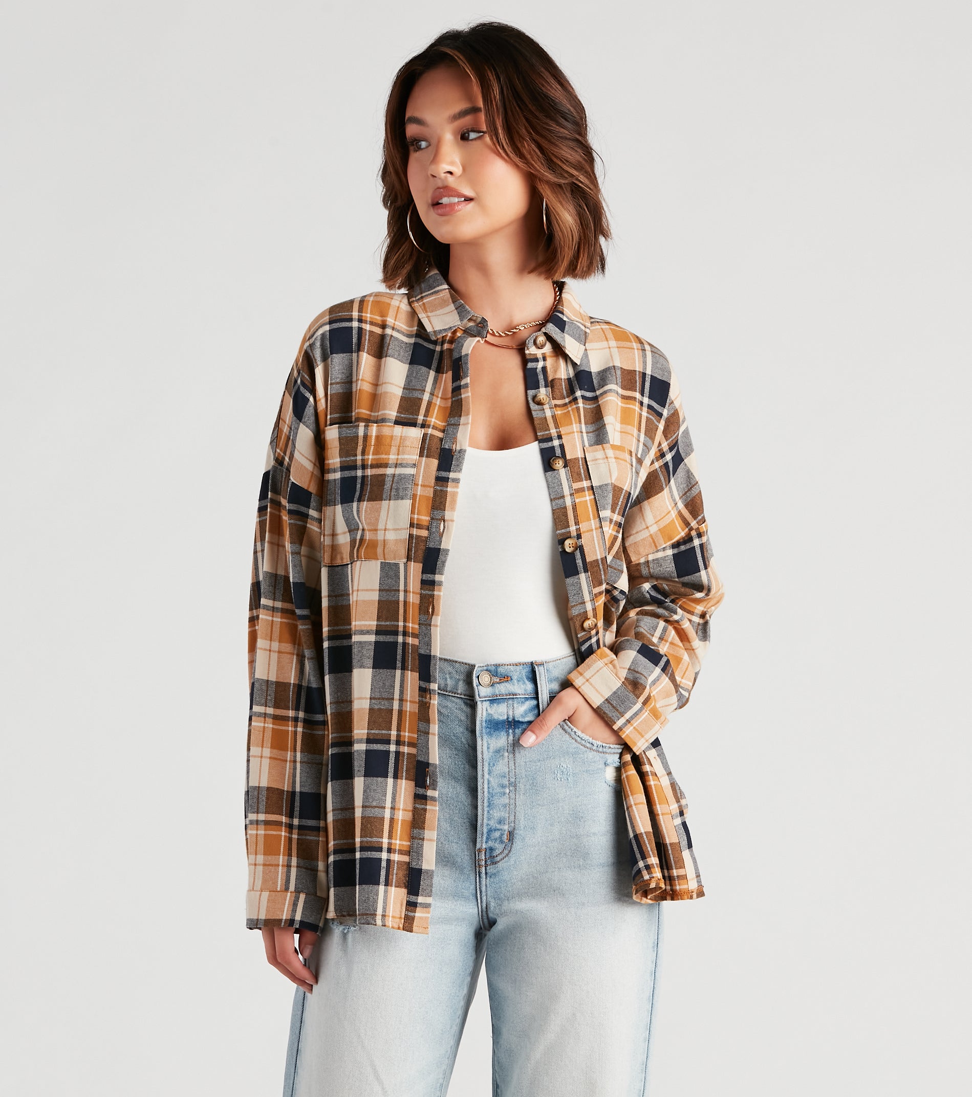 Button Up In Fab Flannel Top