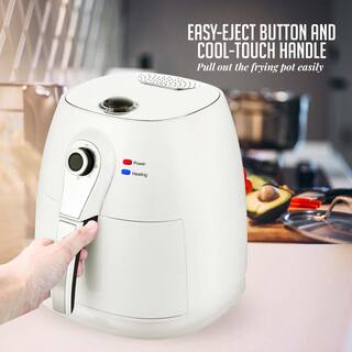 OVENTE 3.2 qt. White Electric Air Fryer with 30-min Timer Adjustable Temperature Controls Includes Fry Basket and Grill Pan FAM21302W