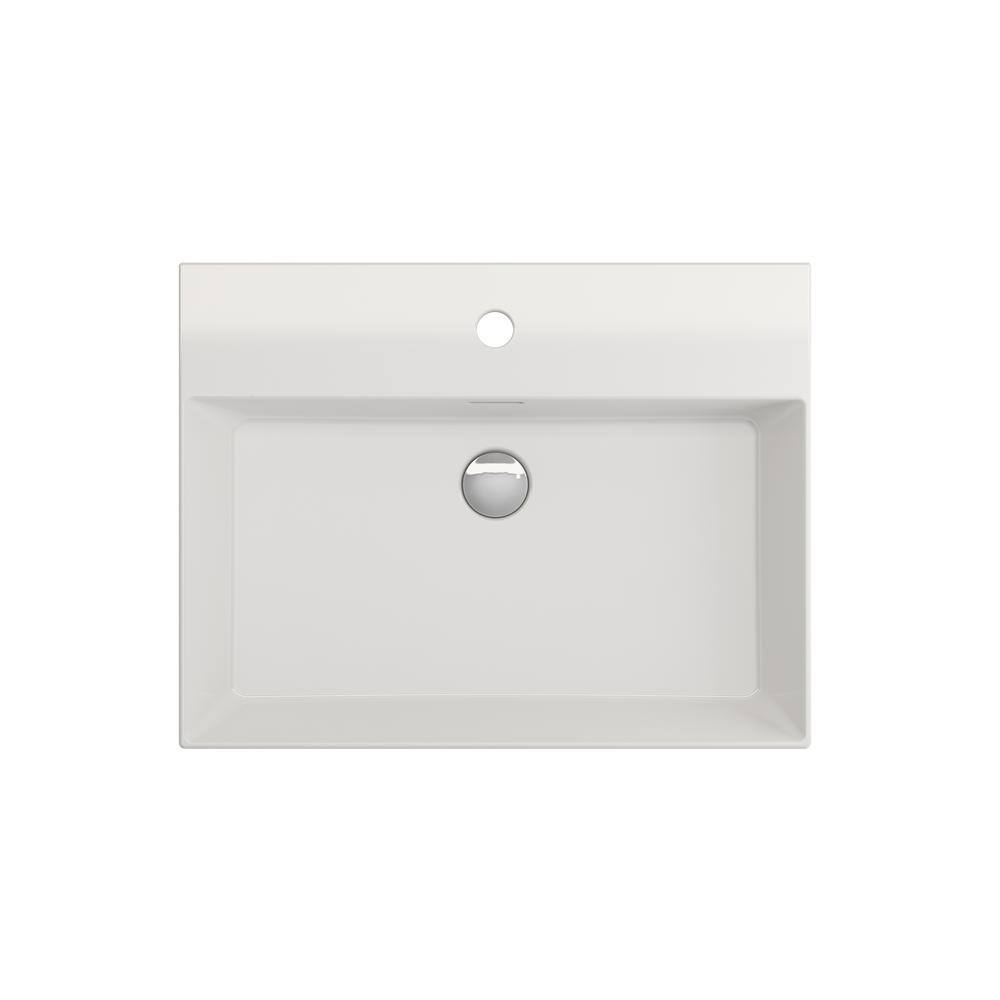 BOCCHI Milano Wall-Mounted White Fireclay Bathroom Sink 24 in. 1-Hole with Overflow 1376-001-0126