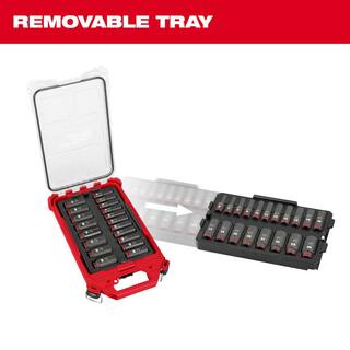 MW SHOCKWAVE Impact-Duty 38 in. Drive Metric Deep Well Impact PACKOUT Socket Set (19-Piece) 49-66-6801