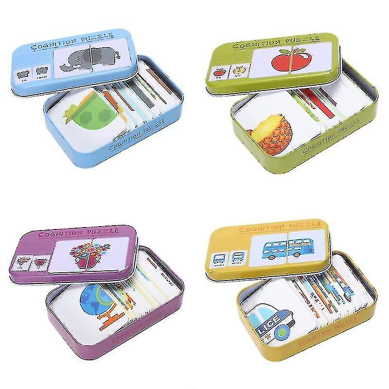 Baby Cognition Puzzles Toys Iron Box Cards Matching Game