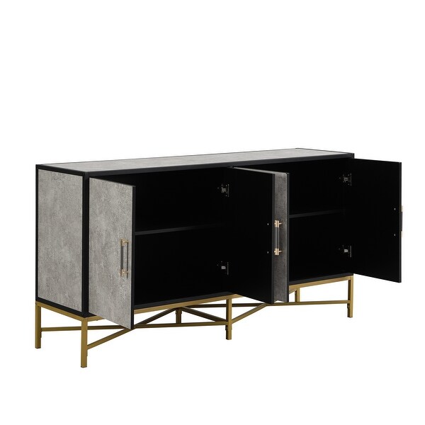 Distinctive Features of FourDoor Sideboard with Metal and CrossLeg Design，Suitable