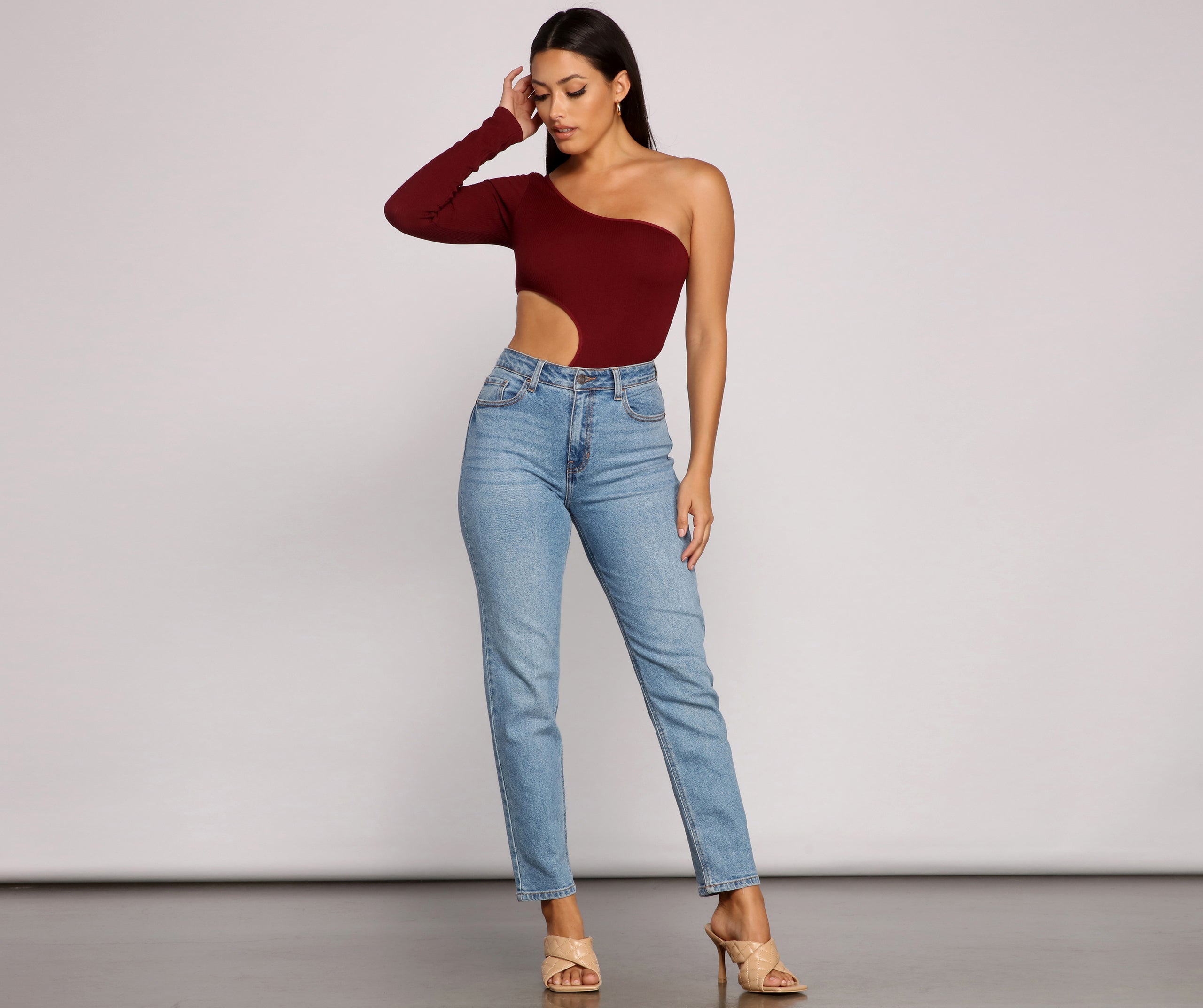 Sleek And Stunning One Shoulder Cutout Bodysuit