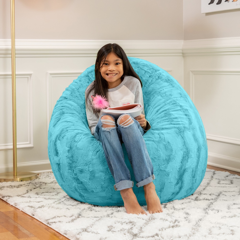 Jaxx Cocoon 4 Foot Kids Bean Bag Chair and Crash Pad   Faux Fur