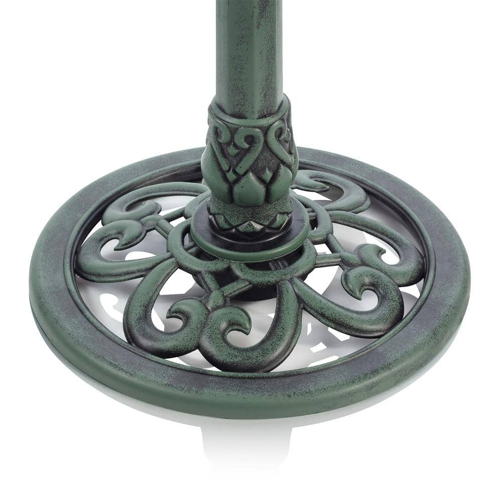 Alpine Corporation 40 in. Tall Outdoor 3-Tiered Pedestal Water Birdbath with Fish Design Floor Fountain, Green TEC104