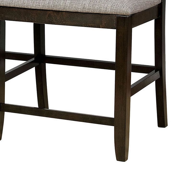 Fabric Upholstered Wooden Counter Height Bench， Gray and Brown