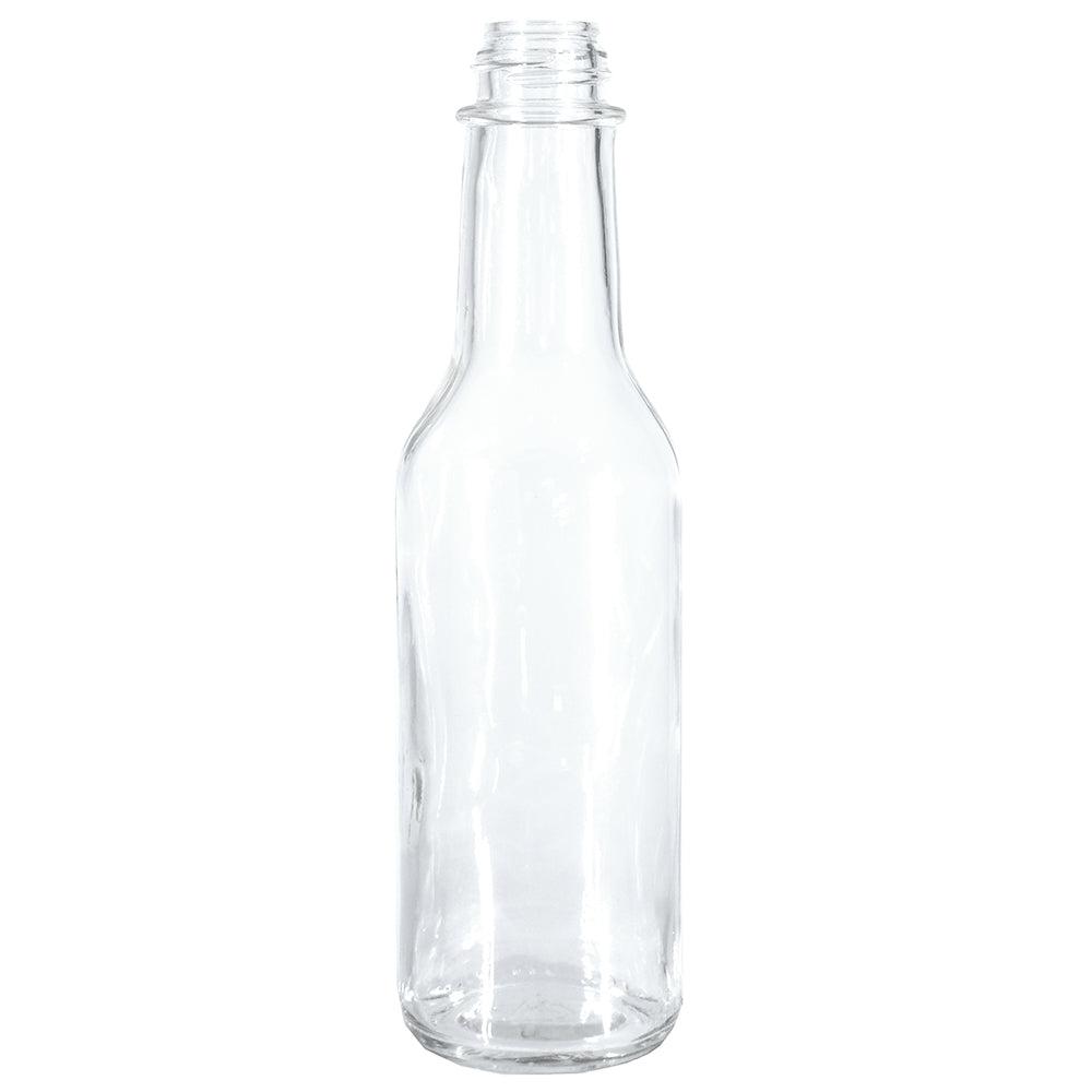 5 oz. Clear Glass Hot Sauce Bottle with Black Foam-Lined Cap and Orifice Reducer (24/414) (V1)-24 (V1)