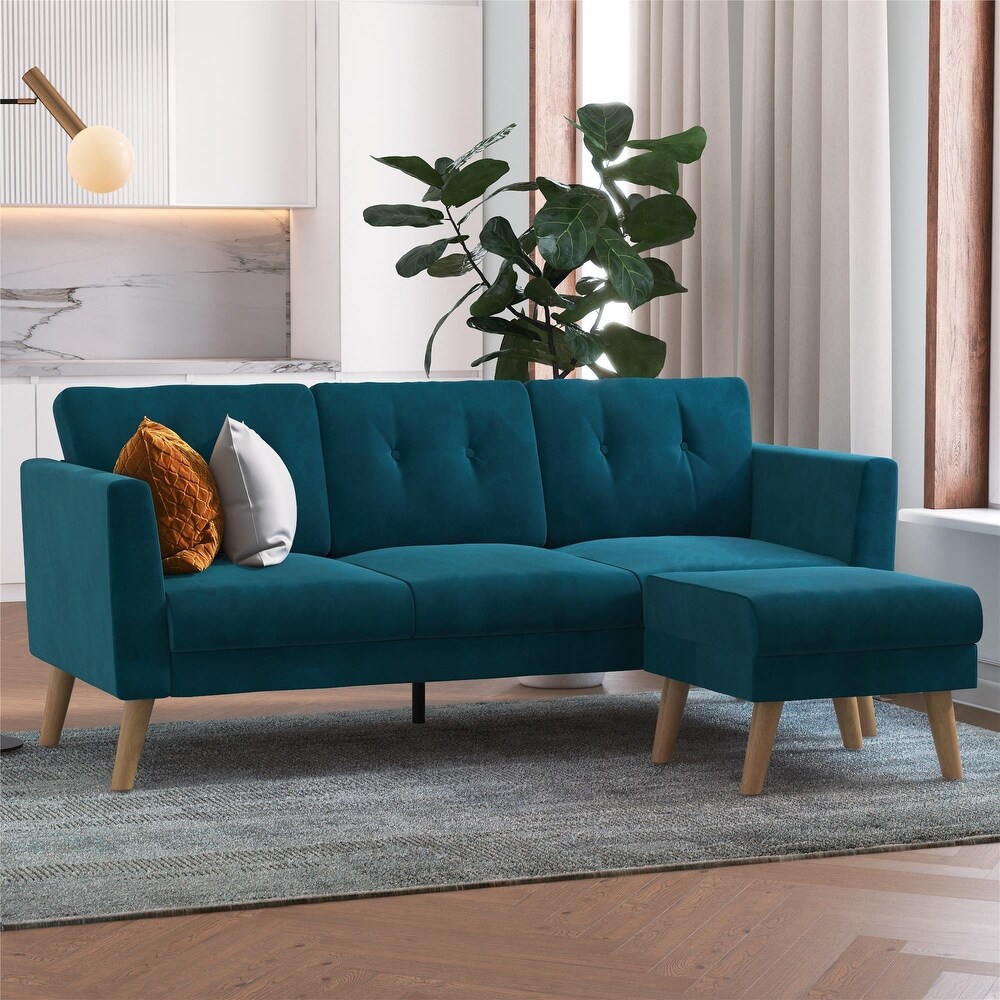 CosmoLiving by Cosmopolitan Gloria Upholstered Sofa Sectional with Detachable Ottoman and Reversible Design