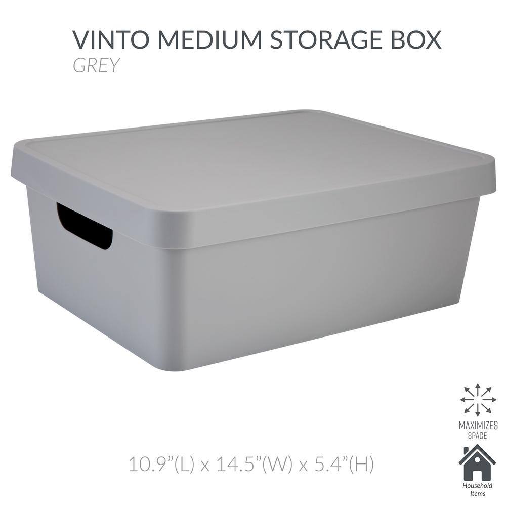 SIMPLIFY Medium Vinto Storage Box with Lid in Grey 25924-GREY