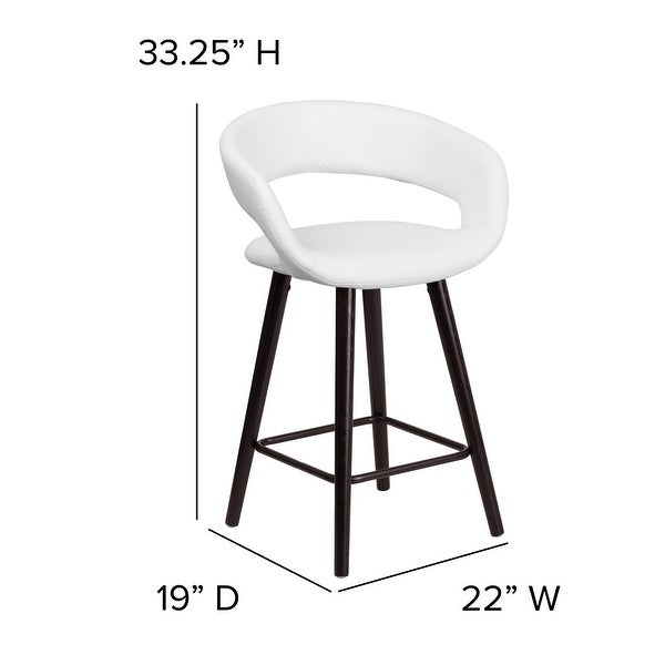 Brynn Series 23.75'' High Contemporary Cappuccino Wood Counter Height Stool in Brown Vinyl