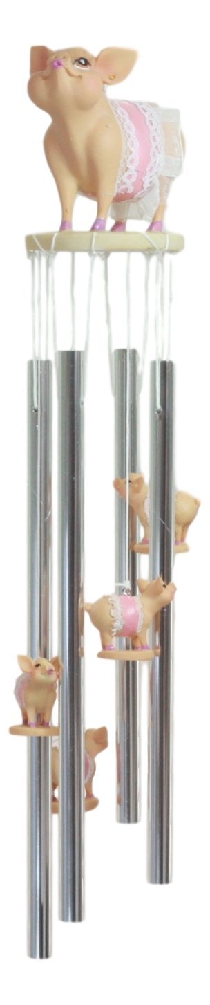 Ebros Mother Goose Nursery Rhymes Miss Piggy Pink Pig With Apron Wind Chime 21