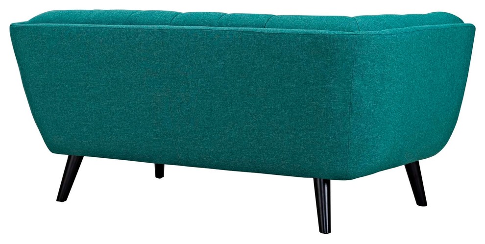 Bestow 3 Piece Upholstered Sofa Loveseat and Armchair Set  Teal   Midcentury   Living Room Furniture Sets   by Homesquare  Houzz