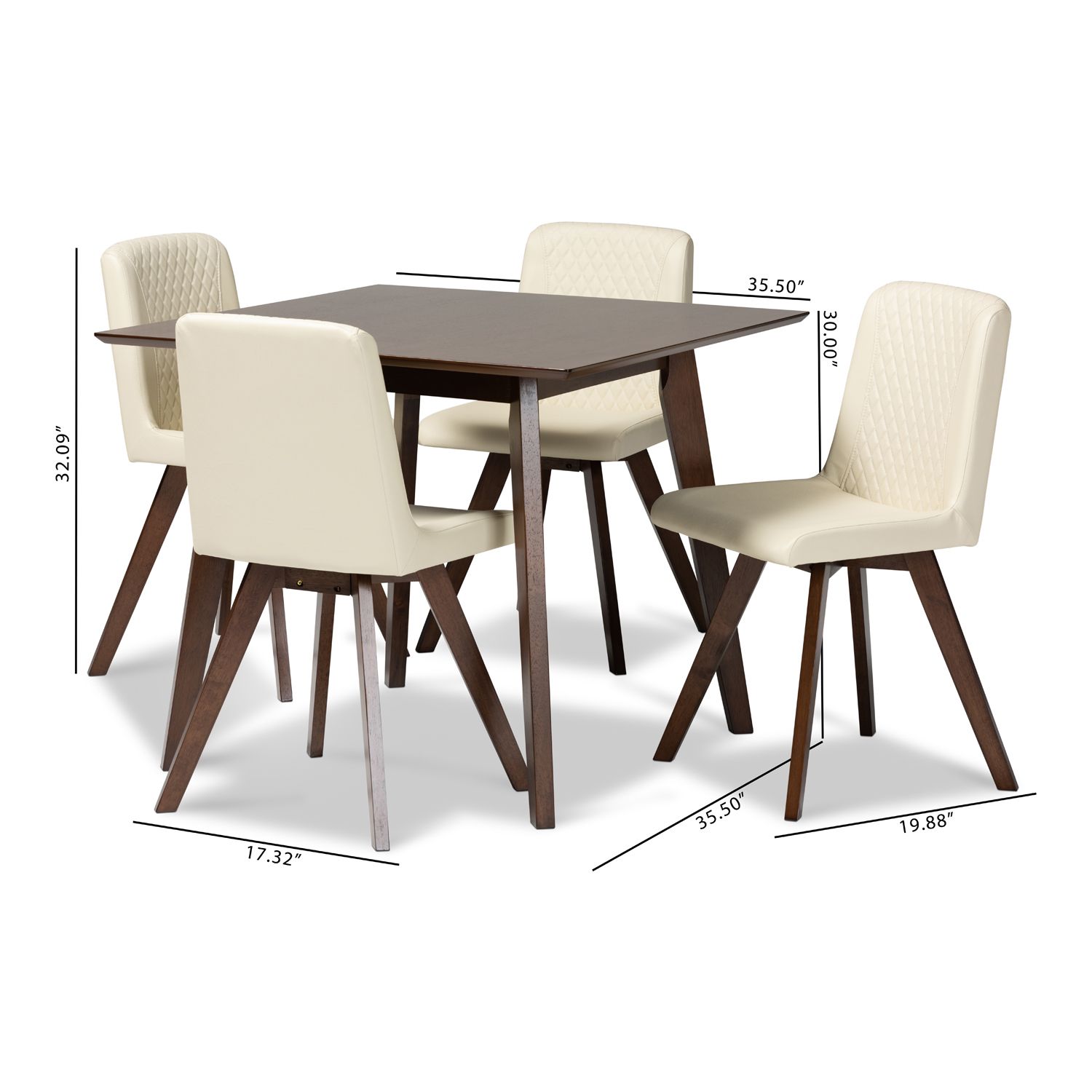 Baxton Studio Pernille Dining Table and Chair 5-piece Set