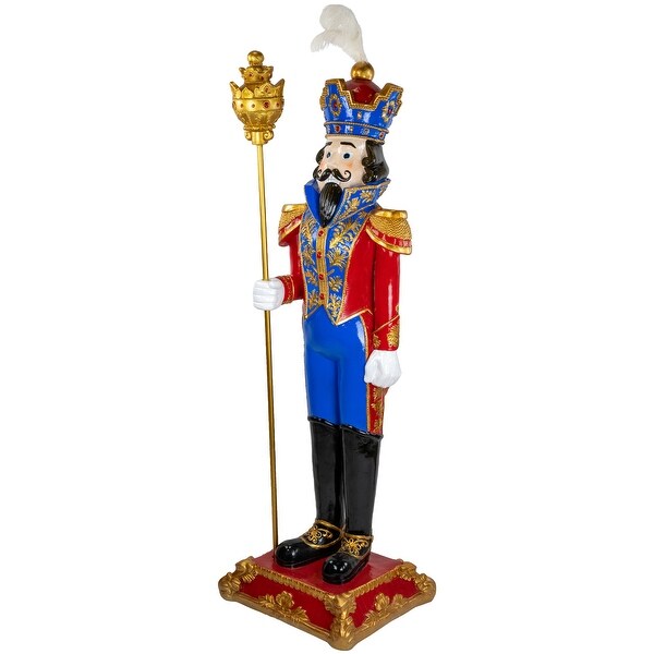 Standing Commercial Christmas Nutcracker Soldier Scepter 6.5' Red Blue