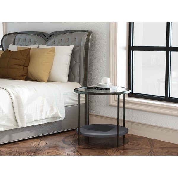 Corvus Matura 21-inch Round Glass End Table With Storage