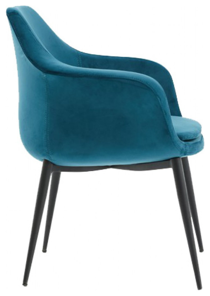 Teal and Black Velvet Dining or Side Chair   Midcentury   Dining Chairs   by HomeRoots  Houzz