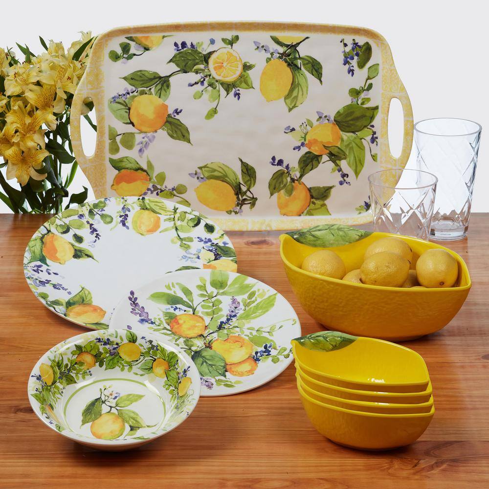 Certified International Lemon Zest 12-Piece Melamine Dinnerware Set (Service Set for 4) 89637